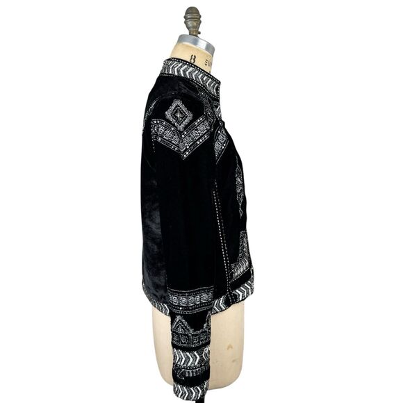 Raga Womens Embroidered Beaded Velvet Jacket Black S Elegant Western Dressy Boho - Picture 2 of 15